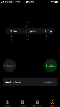 időzítő telefonon - 50 perc